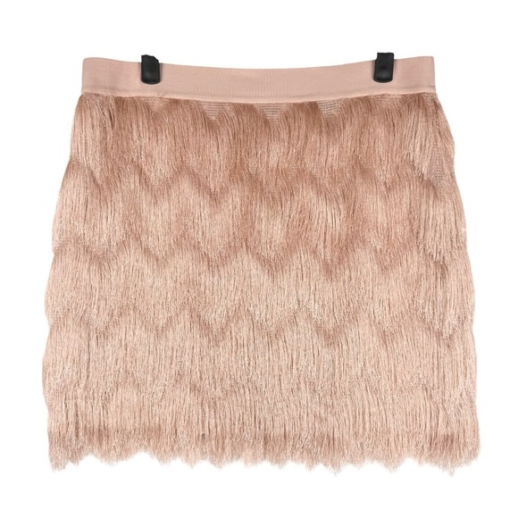 BCBGMaxAzria Dresses & Skirts - BCBGMAXAZRIA MODIE CROCHET FRINGE MINI SKIRT BARE PINK Size Medium